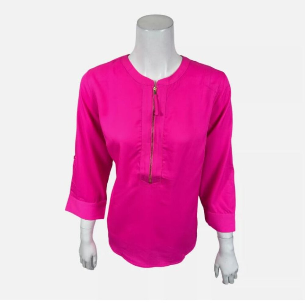 Belle by Kim Gravel Signature Zip Utility Blouse - Pop Pink - 5X